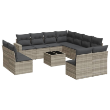 vidaXL 12 részes világosszürke polyrattan kerti ülőgarnitúra párnával (3251479) kerti bútor