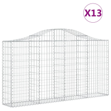 vidaXL 13 db íves horganyzott vas gabion kosár 200x30x100/120 cm (3145441) kerti tárolás