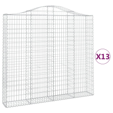 vidaXL 13 db íves horganyzott vas gabion kosár 200x30x180/200 cm (3145525) kerti tárolás