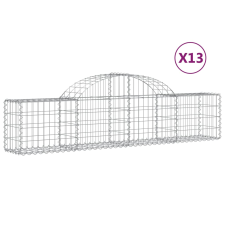 vidaXL 13 db íves horganyzott vas gabion kosár 200x30x40/60 cm kerti tárolás