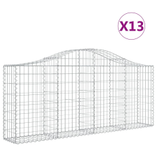 vidaXL 13 db íves horganyzott vas gabion kosár 200x30x80/100 cm (3145420) kerti tárolás