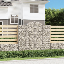 vidaXL 13 db íves horganyzott vas gabion kosár 200x50x180/200 cm kerti dekoráció