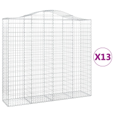 vidaXL 13 db íves horganyzott vas gabion kosár 200x50x180/200 cm (3145735) kerti tárolás