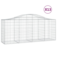 vidaXL 13 db íves horganyzott vas gabion kosár 200x50x80/100 cm (3145630) kerti tárolás