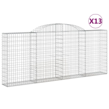 vidaXL 13 db íves horganyzott vas gabion kosár 300x30x120/140 cm (3146550) kerti tárolás