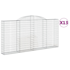 vidaXL 13 db íves horganyzott vas gabion kosár 300x30x140/160 cm (3146568) kerti tárolás