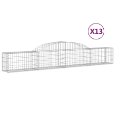 vidaXL 13 db íves horganyzott vas gabion kosár 300x30x40/60 cm (3146478) kerti tárolás
