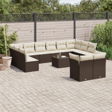 vidaXL 13 részes barna polyrattan kerti ülőgarnitúra párnákkal kerti bútor