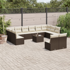 vidaXL 13 részes barna polyrattan kerti ülőgarnitúra párnákkal kerti bútor