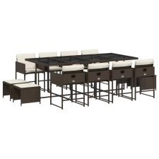 vidaXL 13 részes barna polyrattan kerti ülőgarnitúra párnákkal (3211341) kerti bútor