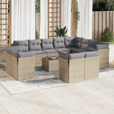 vidaXL 13 részes bézs polyrattan kerti ülőgarnitúra párnákkal kerti bútor