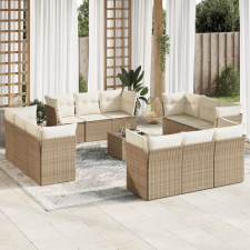 vidaXL 13 részes bézs polyrattan kerti ülőgarnitúra párnákkal kerti bútor