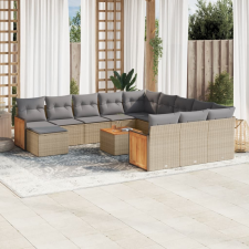 vidaXL 13 részes bézs polyrattan kerti ülőgarnitúra párnákkal kerti bútor
