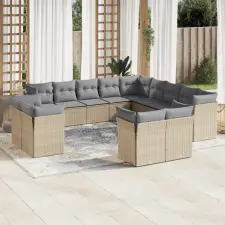 vidaXL 13 részes bézs polyrattan kerti ülőgarnitúra párnákkal kerti bútor