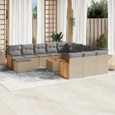 vidaXL 13 részes bézs polyrattan kerti ülőgarnitúra párnákkal kerti bútor