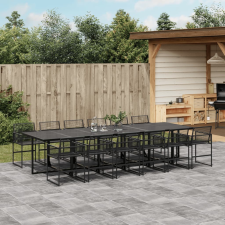 vidaXL 13 részes fekete polyrattan kerti étkezőgarnitúra kerti bútor