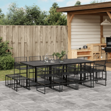 vidaXL 13 részes fekete polyrattan kerti étkezőgarnitúra kerti bútor