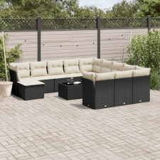 vidaXL 13 részes fekete polyrattan kerti ülőgarnitúra párnákkal kerti bútor