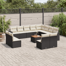 vidaXL 13 részes fekete polyrattan kerti ülőgarnitúra párnákkal kerti bútor