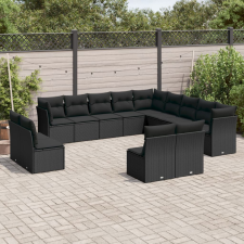 vidaXL 13 részes fekete polyrattan kerti ülőgarnitúra párnákkal kerti bútor