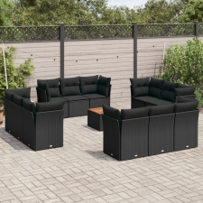vidaXL 13 részes fekete polyrattan kerti ülőgarnitúra párnákkal kerti bútor