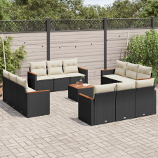 vidaXL 13 részes fekete polyrattan kerti ülőgarnitúra párnákkal kerti bútor