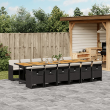 vidaXL 13 részes fekete polyrattan kerti ülőgarnitúra párnákkal kerti bútor