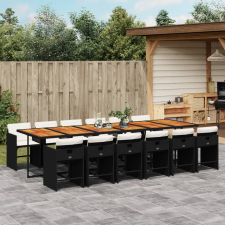 vidaXL 13 részes fekete polyrattan kerti ülőgarnitúra párnákkal kerti bútor