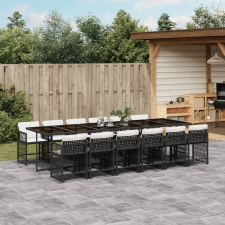 vidaXL 13 részes fekete polyrattan kerti ülőgarnitúra párnákkal kerti bútor
