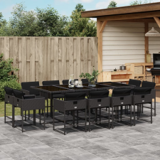 vidaXL 13 részes fekete polyrattan kerti ülőgarnitúra párnákkal kerti bútor