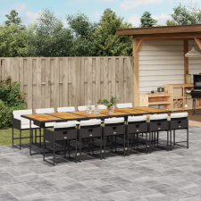 vidaXL 13 részes fekete polyrattan kerti ülőgarnitúra párnákkal kerti bútor