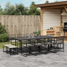 vidaXL 13 részes fekete polyrattan kerti ülőgarnitúra párnákkal kerti bútor