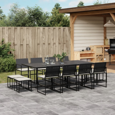vidaXL 13 részes fekete polyrattan kerti ülőgarnitúra párnákkal kerti bútor