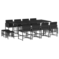 vidaXL 13 részes fekete polyrattan kerti ülőgarnitúra párnákkal kerti bútor