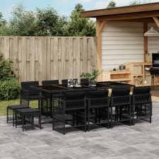 vidaXL 13 részes fekete polyrattan kerti ülőgarnitúra párnákkal kerti bútor