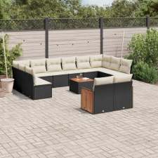 vidaXL 13 részes fekete polyrattan kerti ülőgarnitúra párnákkal kerti bútor