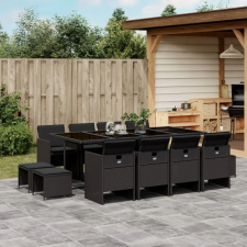 vidaXL 13 részes fekete polyrattan kerti ülőgarnitúra párnákkal kerti bútor
