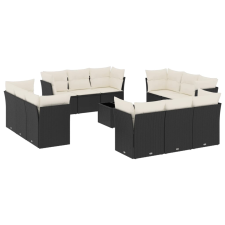 vidaXL 13 részes fekete polyrattan kerti ülőgarnitúra párnákkal (3217336) kerti bútor