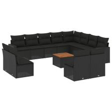 vidaXL 13 részes fekete polyrattan kerti ülőgarnitúra párnákkal (3224368) kerti bútor