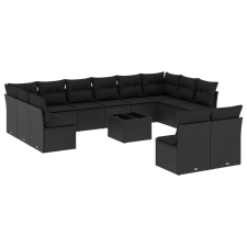 vidaXL 13 részes fekete polyrattan kerti ülőgarnitúra párnákkal (3250214) kerti bútor