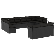 vidaXL 13 részes fekete polyrattan kerti ülőgarnitúra párnákkal (3250284) kerti bútor