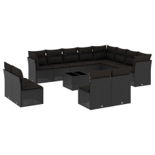 vidaXL 13 részes fekete polyrattan kerti ülőgarnitúra párnákkal (3250314) kerti bútor