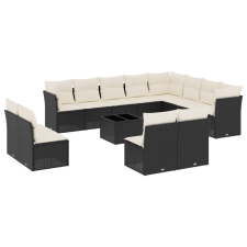 vidaXL 13 részes fekete polyrattan kerti ülőgarnitúra párnákkal (3250315) kerti bútor