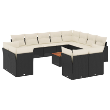 vidaXL 13 részes fekete polyrattan kerti ülőgarnitúra párnákkal (3256280) kerti bútor