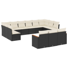 vidaXL 13 részes fekete polyrattan kerti ülőgarnitúra párnákkal (3258857) kerti bútor