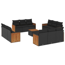 vidaXL 13 részes fekete polyrattan kerti ülőgarnitúra párnákkal (3259920) kerti bútor