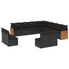 vidaXL 13 részes fekete polyrattan kerti ülőgarnitúra párnákkal (3260564) kerti bútor