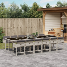 vidaXL 13 részes szürke polyrattan kerti étkezőgarnitúra párnákkal kerti bútor