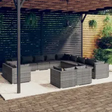 vidaXL 13 részes szürke polyrattan kerti ülőgarnitúra párnákkal kerti bútor