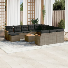 vidaXL 13 részes szürke polyrattan kerti ülőgarnitúra párnákkal kerti bútor